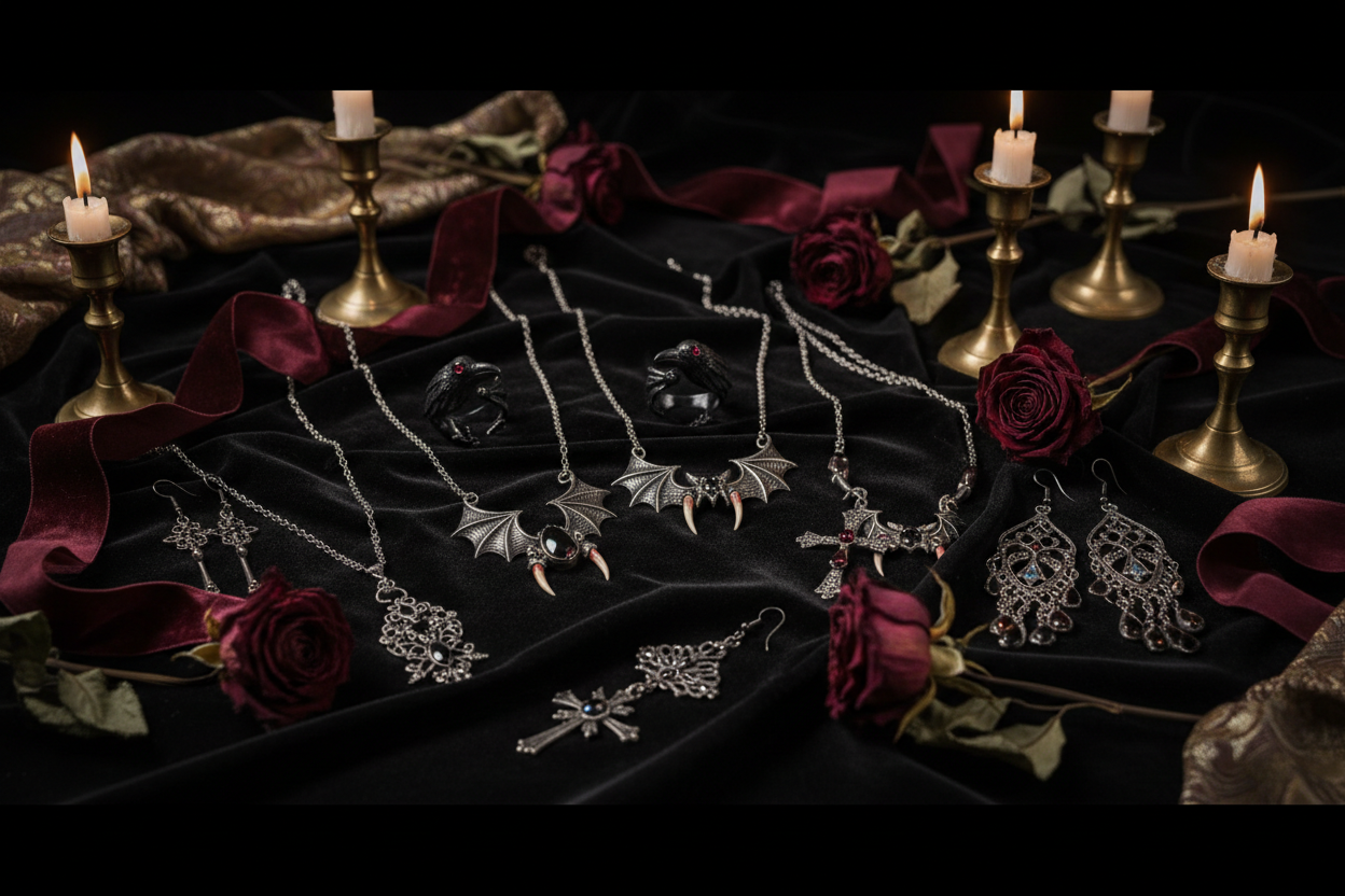 Gothic Jewelry Flat Lay